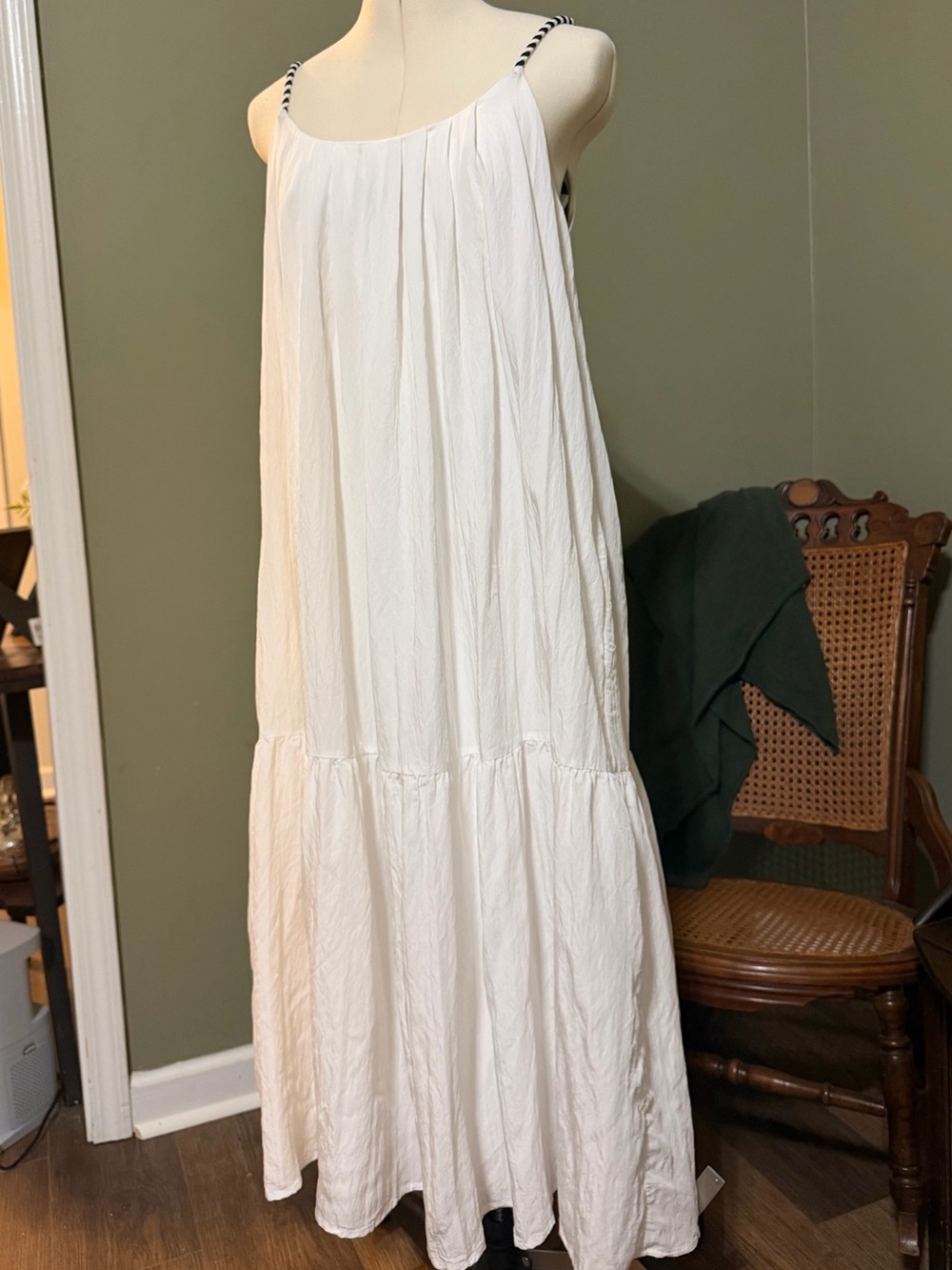 Lucy Paris White Maxi Sundress Small‎ Rope Strap Sleeveless Beach Vacation Dress
